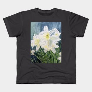 Pale Daffodils watercolour painting Kids T-Shirt